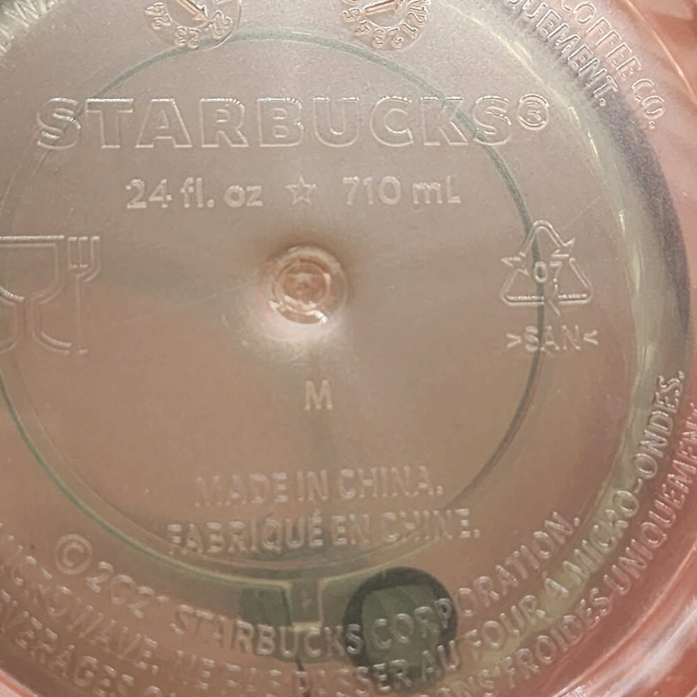 🍉Starbucks 2023 Pearl Pink Green Venti Tumbler 24 oz Jeweled Grid - Nice! - Picture 5 of 6